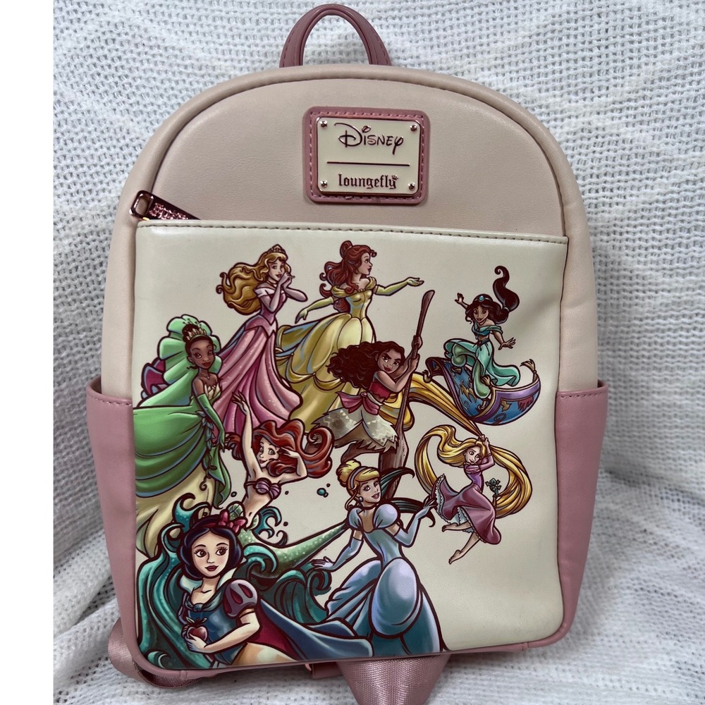 Loungefly Disney Princess Sketch Mini Backpack BoxLunch Exclusive Pink Cream EUC